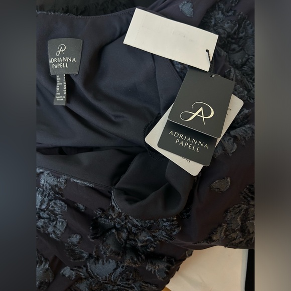 Adrianna Papell Dark Blue Floral Gown - Picture 10 of 12